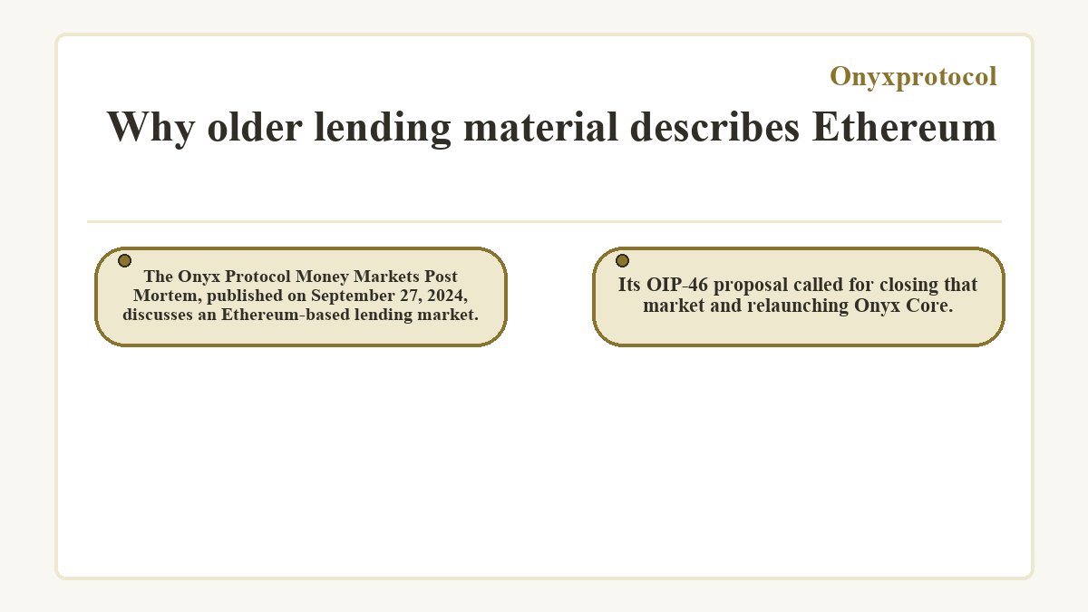 Graphic: Onyxprotocol: Why older lending material describes Ethereum